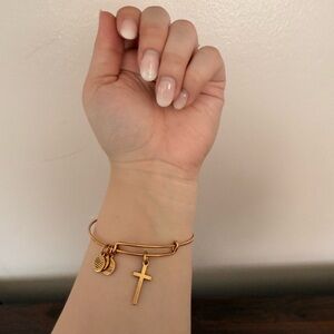 ALEX & ANI Gold Cross Bangle Bracelet
